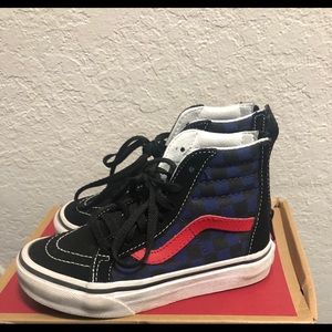 Like new red/blue High top Checkered Toddler Vans